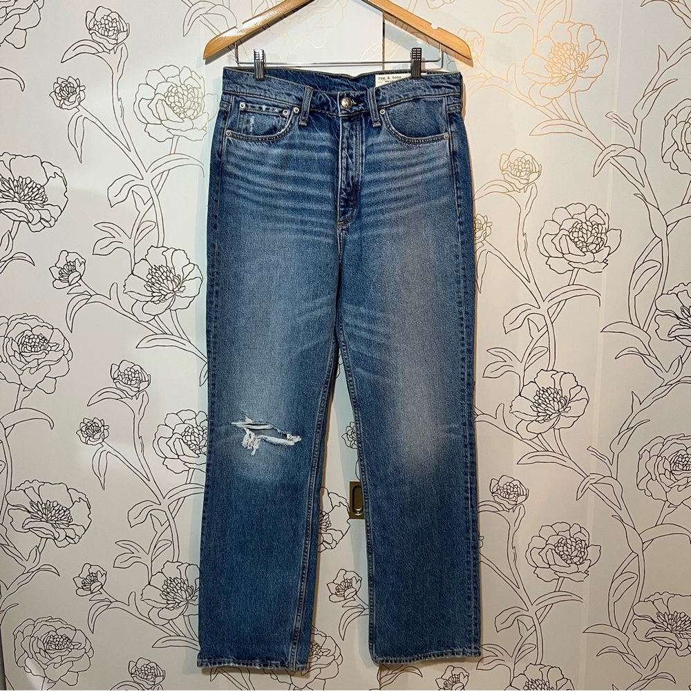 Rag and Bone DELAVAN WITH HOLES ALEX HIGH-RISE STRAIGHT